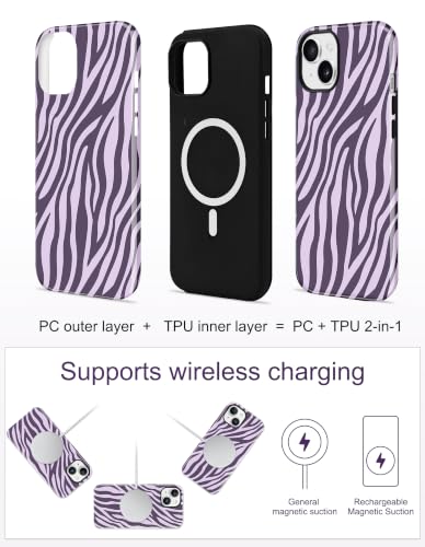 Jusy Magnetic Zebra Phone Case for iPhone 17 Pro Max,Purple | Compatible with MagSafe, Cute Aesthetic Zebra Design, TPU and PC Protective Shockproof Cover - color: Purple