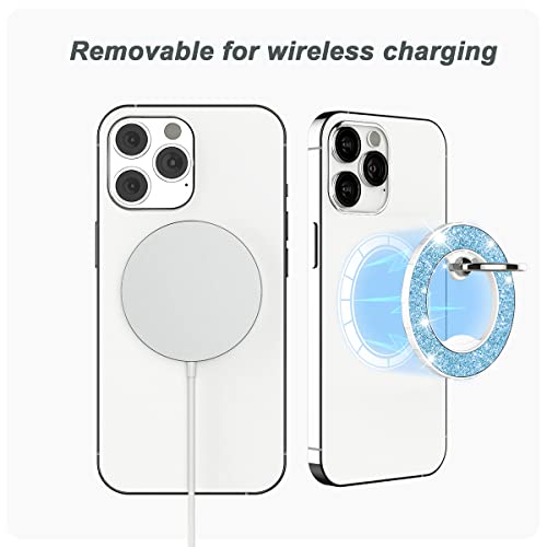 Magnetic Phone Ring Holder for magsafe, Glitter Magnetic Grip Compatible with iPhone 17 16 15 14 13 12 Pro max,Pro,Plus,Mini, Pixel 10 Series Mag Safe Accessories, Kickstand,Grey Blue - color: Glitter Grey Blue