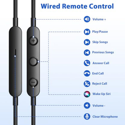 iMangoo for Apple MFi-Certified Lightning Wired Earbuds Headphones with Mic - color: Black