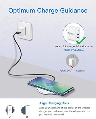 15W Wireless Charger Fast Charging Pad Slim for V60, V50S, V50 ThinQ 5G - Quick Charge White Compatible with LG V60, V50S, V50 ThinQ 5G