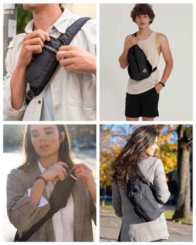 WATERFLY Crossbody Sling Backpack Sling Bag Travel Hiking Chest Bag Daypack (Black) | Small Hiking bag,Multi-compartment storage,Water-resistant,Breathable back pad,Reversible adjustable shoulder strap - color: Black
