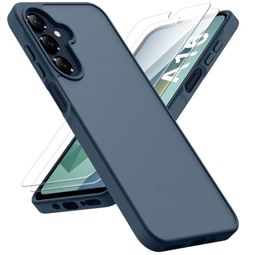 ORETECH for Samsung Galaxy A16 Case, Samsung Galaxy A16 5G Phone Case with 2 Pack HD Screen Protector, Translucent Matte Back Military Grade Shockproof Anti-Fingerprint Protective Cover - Navy Blue - color: Translucent Back - Navy Blue, size: Samsung Gala