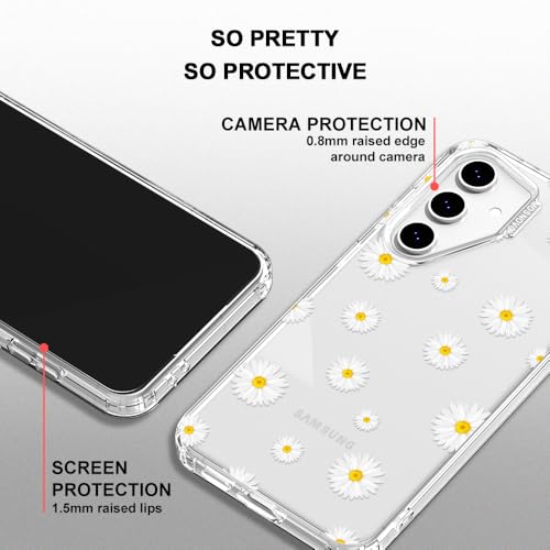 MOSNOVO Case for Samsung Galaxy S24 FE, [Buffertech 6.6ft Military-Grade Drop Protection] [Anti Peel Off Tech] Clear TPU Bumper Phone Case Cover Design - White Daisy - color: Clear - White Daisy, size: Samsung Galaxy S24 FE