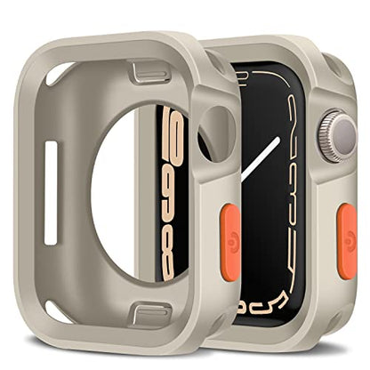 Amizee Rugged Case Compatible with Apple Watch Case Series 9/8/7 41mm SE 3/2/1 Series 6/5/4 40mm, Soft TPU Shockproof Bumper Drop Proof Protective Cover Compatible with iWatch - Starlight - color: Starlight, size: 40mm/41mm