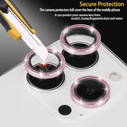 Camera Lens Protector for iPhone 16 Pro/16 Pro Max, Glitter Pink - color: Glitter Pink