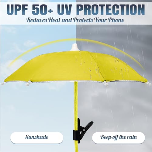 Phone Umbrella for Sun, Clip-On Phone Sun Shade, Universal Fit - color: Yellow