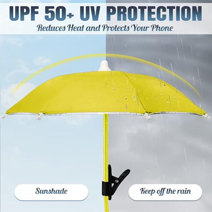 Phone Umbrella for Sun, Clip-On Phone Sun Shade, Universal Fit - color: Yellow
