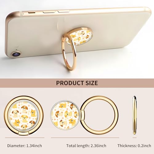 Cell Phone Ring Holder, Cute Metal Phone Grip Stand Finger Ring Kickstand, Flexible 360°Rotation Phone Tablet Case Accessories Compatible with Most Phones Cute Yellow Puppy - color: Cute Yellow Puppy