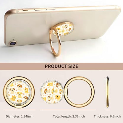 Cell Phone Ring Holder, Cute Metal Phone Grip Stand Finger Ring Kickstand, Flexible 360°Rotation Phone Tablet Case Accessories Compatible with Most Phones Cute Yellow Puppy - color: Cute Yellow Puppy