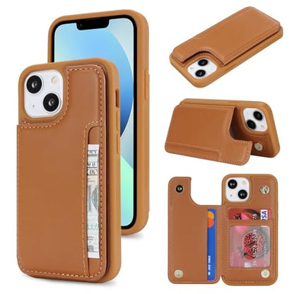 iCoverCase Compatible with iPhone 13 Mini Case with Card Holder, Wallet Phone Case for Women Men RFID Blocking PU Leather Protective Case 5.4 Inch (Light Brown) - color: Light Brown