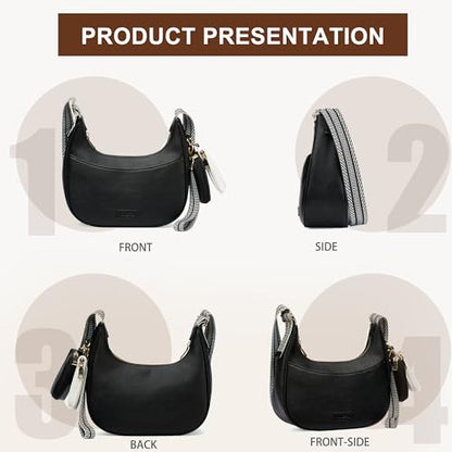 Small Crossbody Bags for Women RFID Vegan Leather Wristlet Phone Mini Purse Shoulder Handbag Wallet Travel Purse - color: N-black
