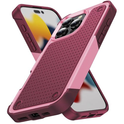 Designed for iPhone 16 Pro Max Case 2 in 1 Gift Militay Grade Drop Protective Rugged Heavy Duty Cover Shockproof Case for iPhone 16 Pro Max Phone Case for Women Men Boy Girl (Pink) - color: Pink