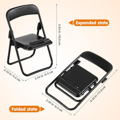 NOLITOY Mini Folding Chair Phone Holder Miniature Folding Chair Smartphone Desk Stand Dollhouse Furniture Model Foldable Decoration for Mini House Decor Photo Props 12 pcs 3.93 X 2.55 X 2.16 in