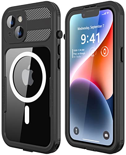 Design for iPhone 14 Waterproof Case with Built-in Tempered Glass Screen Protector Shockproof Dustproof Full Body Protective Phone Case for iPhone 14 6.1 inch (Black) - color: Black, size: For iPhone 14 6.1''