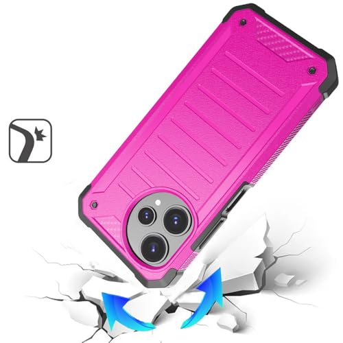TJS for Cricket Icon Plus 2026 Phone Case, AT&T Verge 2 5G Case (Pink) | with Tempered Glass Screen Protector, Premium Tough Lined Design Hybrid Shockproof Heavy Duty Phone Case Cover - color: Pink
