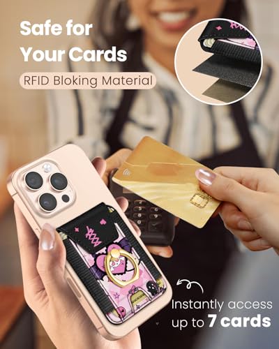 Shorogyt Compatible with Magsafe Wallet with Grip, Heart Skull - color: Heart Skull