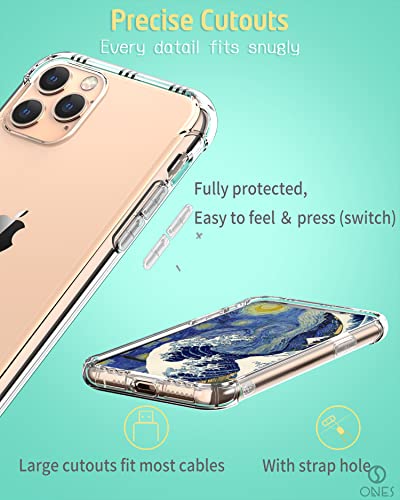 ONES for iPhone 11 Pro Max Case Clear, Slim Soft TPU Silicone Cover, Military Drop Protective Thin Phone Bumper Case with Shockproof Airbags, Yellowing Resistant, Transparent - color: HD High Transparency, size: iPhone 11 Pro Max