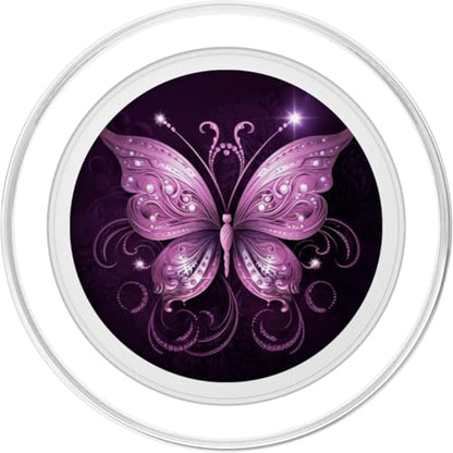 Pink Butterfly Purple Butterfly PopSockets PopGrip for MagSafe - style: Magnetic PopGrip