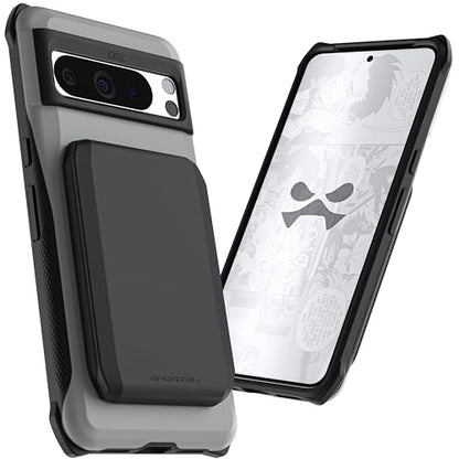 Ghostek Exec Wallet Case for Google Pixel 8 Pro - Magnetic Credit Card Holder, Compatible with Wireless Charging, Kickstand (6.7 Inch, Gray) - color: Gray, size: Pixel 8 Pro