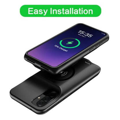 Battery Case for Galaxy A36/A37/A56,10000mAh Rechargeable Portable Charging Case with Wireless Charging Compatible for Galaxy A36/A56 (6.7 inch) with Carplay Extended Battery Pack Charger Case (Black) - size: Galaxy A36/A37/A56