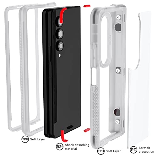 Ghostek COVERT Clear Z Fold 4 Case with Slim Lightweight Design and Hinge Protection Wireless Charging and PowerShare Compatible Phone Cover Designed for 2022 Samsung Galaxy Z Fold4 5G (7.6in) (Clear) - color: Clear, size: Galaxy Z Fold 4