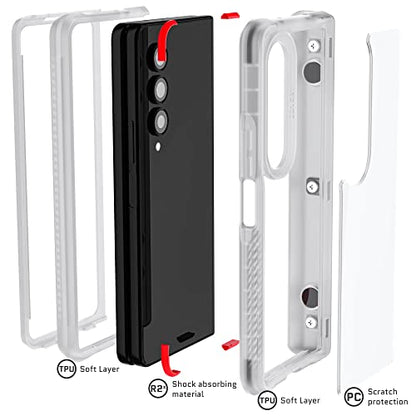 Ghostek COVERT Clear Z Fold 4 Case with Slim Lightweight Design and Hinge Protection Wireless Charging and PowerShare Compatible Phone Cover Designed for 2022 Samsung Galaxy Z Fold4 5G (7.6in) (Clear) - color: Clear, size: Galaxy Z Fold 4