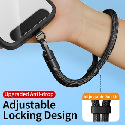 Shugahn Phone Lanyard 2 Pack - Anti-Theft Adjustable Cell Phone Crossbody Neck & Wrist Strap with 2 Metal Tabs, Secure Fit for Most phone Cases, (Fits iPhone/Samsung/Google) - color: Black