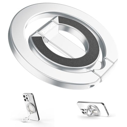 Magnetic Phone Ring Grip for MagSafe Compatible with iPhone Samsung(Silver) - color: Silver