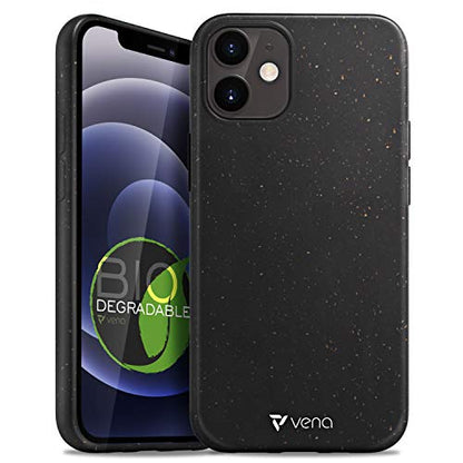 VENA ECO Biodegradable Case Compatible with Apple iPhone 12 Mini (5.4"-inch), (Biodegradable TPU, Drop Proof) Eco-Friendly Slim Protective Case Cover - Black