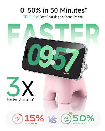Magnetic Wireless Charging Station, Charger Stand for iPhone Apple Watch - color: Pink