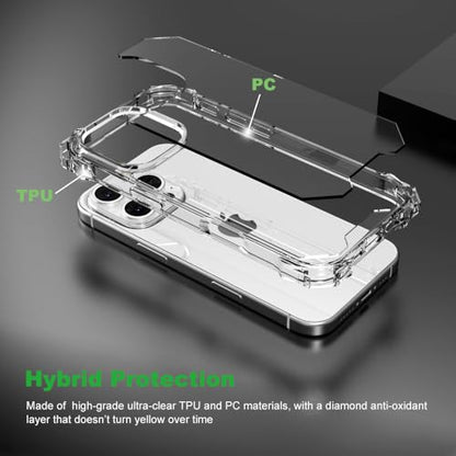 for iPhone 16 Pro Crystal Clear Case with Detachable Adjustable Crossbody Strap, Slim Fit Shockproof Protective Phone Case with Anti-Lost Shoulder Neck Lanyard 6.3" 2024 - size: iPhone 16 Pro