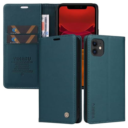 Caseurban Compatible with iPhone 11 Wallet Case PU Leather Flip Folio Case with Card Holder Magnetic Closure Shockproof Protective Phone Cover Blue - color: Blue, size: iPhone 11
