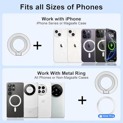 Magnetic Phone Grip Stand for iPhone 17 16 Pro Max/Air MagSafe Ring Holder - color: silver