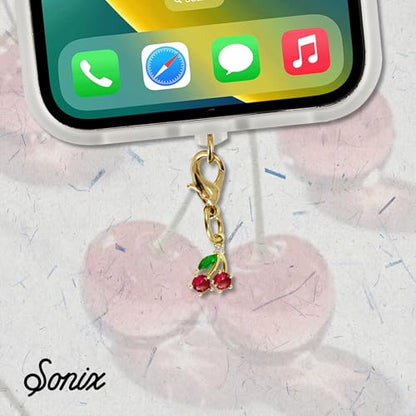 Sonix Dust Plugs - USB C + Lightning Compatible - Fruit Gemstone Charging Port Charms (3 Pack) - Crystal Fruits - Strawberry, Grape, Cherry - color: Crystal Fruits