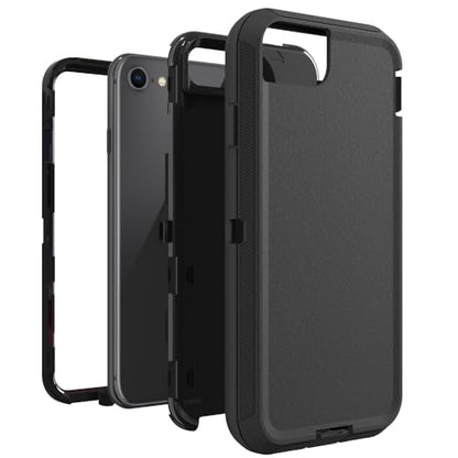 Case for iPhone 8 Plus/7 Plus, iPhone 6S Plus/6 Plus Case， Heavy-Duty Tough Rugged Shockproof Drop Protective Cover Phone Cases, Black - color: Black+Black, size: iPhone 6 Plus/7 Plus/8 Plus