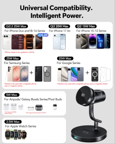 4 in 1 Wireless Charging Station,Qi2.2 Mag-Safe Charger with Cooling Fan