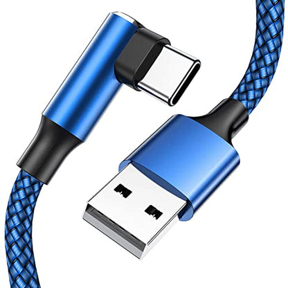 USB C Cable 90 Degree [3 Pack 10FT], USB A to USB C Right Angle Nylon Braided Fast Charging Cable for iPhone 16 Pro Max/16Pro/16Plus/16/15 Pro Max, Samsung Galaxy S24 Ultra/S24/S23 Ultra, iPad Air6
