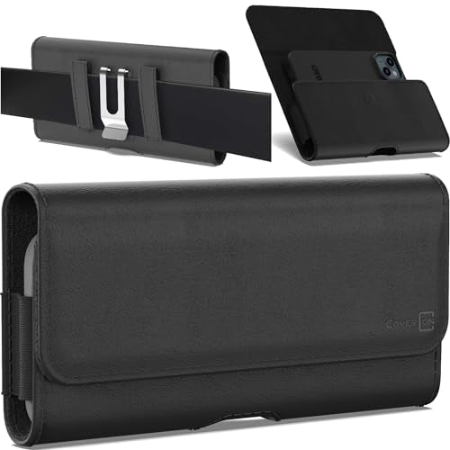 CoverON Holster for Samsung Galaxy A56 A37 A36 A26 A35 A25 A15 A55 A54 A53 A52 A51 A50 A71 A24 A22 A20 5G, Cell Phone Case Belt Clip Magnetic Close Carrying Leather Pouch (Fits Otterbox or Any Case)