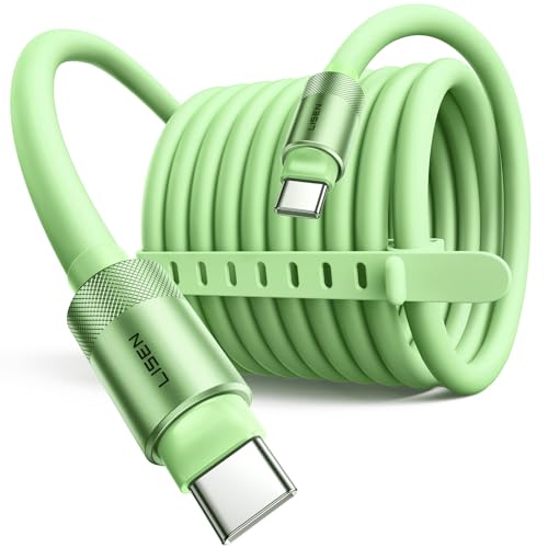 LISEN 10FT USB C Cable Fast Charging, Chubby 240W Cable USB C to USB C Fast Charging Soft Silicone USBC to USBC Parallel Cable for iPhone 17 Pro Max 16 15 Samsung S25 Ultra MacBook Pro Air iPad Green - color: Green, size: 10FT