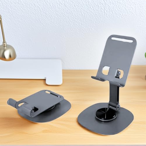 Adjustable Phone Stand for Desk 360 Rotating Foldable Cell Phone Holder Desktop Portable Cellphone Stand, Office Desk Accessories Compatible for iPhone 16 15 14 13 Pro Max, Smartphones, iPad (Grey)