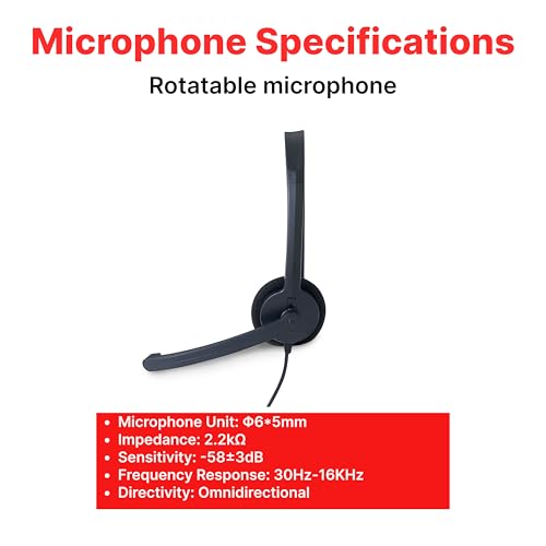 Verbatim Mono Headset, 3.5mm, 40mm Driver, Microphone, in-Line Controls - size: 6.33, style: Mono