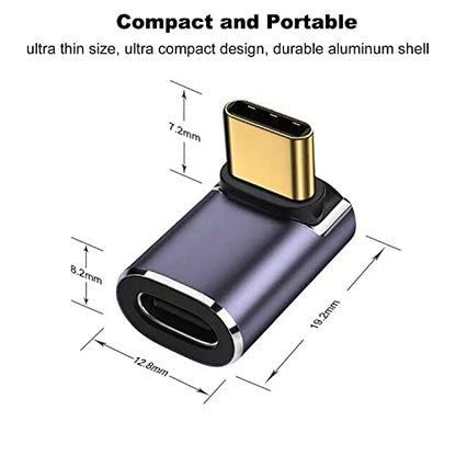 AreMe 90 Degree USB-C Male to Female Adapter 2 Pack, Metallic Purple - color: Metallic Purple