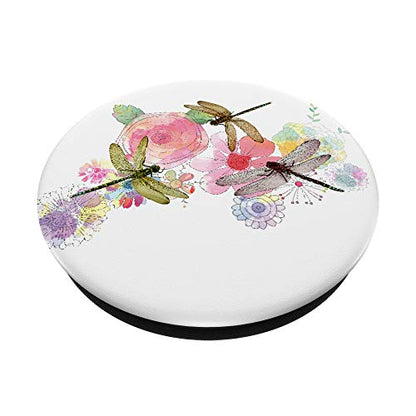 Dragon Flies on Floral Background - Cool Family Gift PopSockets PopGrip: Swappable Grip for Phones & Tablets