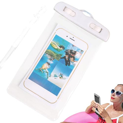 Waterproof Cell Phone Pouch - Touchscreen Transparent Holder for Phone | Swimming Cellphone Bag - for Diving Travel Workout Beach Swimming Cycling Cruise Vacation Running Camping - color: White