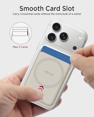 Miimall for 3 Cards MagSafe Wallet RFID Blocking, Two Sided Magnet Card Holder for iPhone 17/16/15/14, Google Pixel Snap, Leather Magnetic Phone Wallet for Car Mount Ultra Slim Thin Beige White - color: Beige