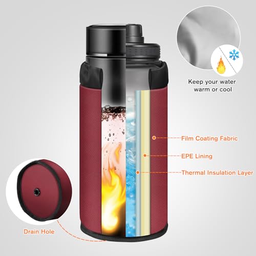 FINPAC Cup Holder for Bike, Universal Water Bottle Holder w/Phone Pockets - color: Burgundy