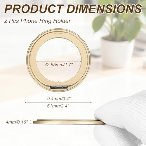 PATIKIL Phone Ring Holder, Metal 360 Rotation Magnetic Phone Grip Holder Stand with Adhesive Backing Smartphone Finger Grip Kickstand for Tablet Case Car Mount Accessory, Light Gold - color: Light Gold