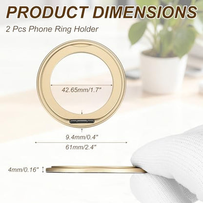PATIKIL Phone Ring Holder, Metal 360 Rotation Magnetic Phone Grip Holder Stand with Adhesive Backing Smartphone Finger Grip Kickstand for Tablet Case Car Mount Accessory, Light Gold - color: Light Gold