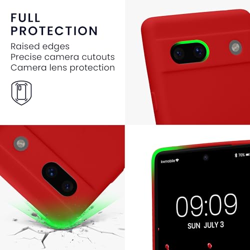 kwmobile Case Compatible with Google Pixel 7a Case - Protective Slim TPU Phone Cover - Soft Matte Finish - Classic Red - color: Classic Red