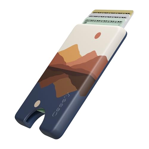 Casely MagWallet | Opposites Attract | Day & Night Colorblock Mountains | Slim Wallet Card Holder | Compatible with MagSafe | Soft-Touch Hard Silicone | Holds Up to 3 Cards - color: Opposites Attract | Day & Night Mountains
